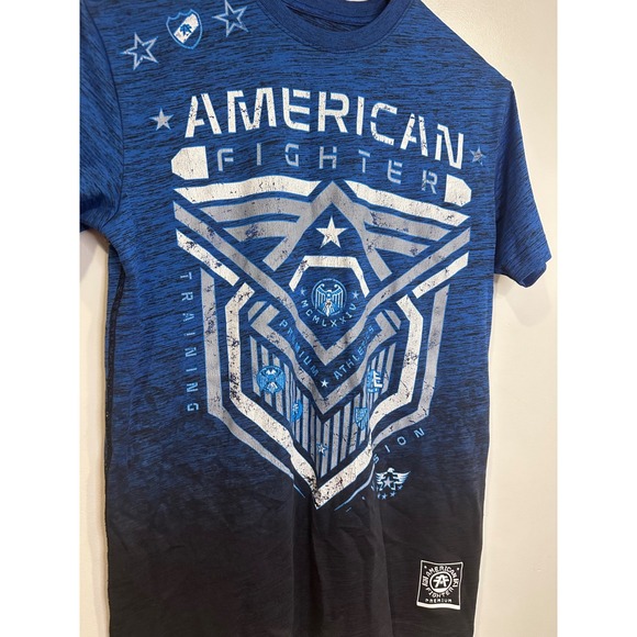 American Fighter Men's Blue Ombre Graphic T-Shirt Training Athletics Size S - Picture 3 of 4